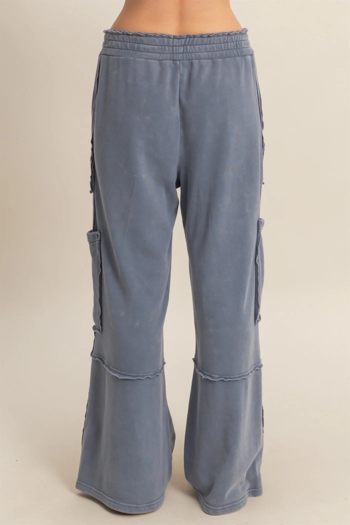 Hyfve Double Zero Mineral Washed Oversized Utility Sweatpants in Dusty Blue-Bottoms-Hyfve-Deja Nu Boutique, Women's Fashion Boutique in Lampasas, Texas