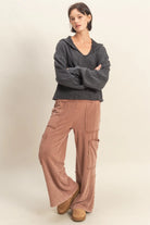 Hyfve Double Zero Mineral Washed Utility Sweatpants in Chestnut-Bottoms-Hyfve-Deja Nu Boutique, Women's Fashion Boutique in Lampasas, Texas