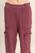 Hyfve Double Zero Mineral Washed Utility Sweatpants in Dark Cherry-Bottoms-Hyfve-Deja Nu Boutique, Women's Fashion Boutique in Lampasas, Texas