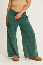 Hyfve Double Zero Oversized Utility Sweatpants In Dark Green-Pants-Hyfve-Deja Nu Boutique, Women's Fashion Boutique in Lampasas, Texas