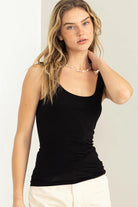 Hyfve Double Zero Relax Your Mind Scoop Neck Tank Top In Black-Camis/Tanks-Hyfve-Deja Nu Boutique, Women's Fashion Boutique in Lampasas, Texas