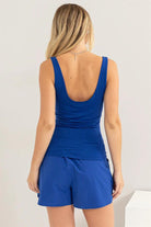 Hyfve Double Zero Relax Your Mind Scoop Neck Tank Top In Cobalt-Camis/Tanks-Hyfve-Deja Nu Boutique, Women's Fashion Boutique in Lampasas, Texas