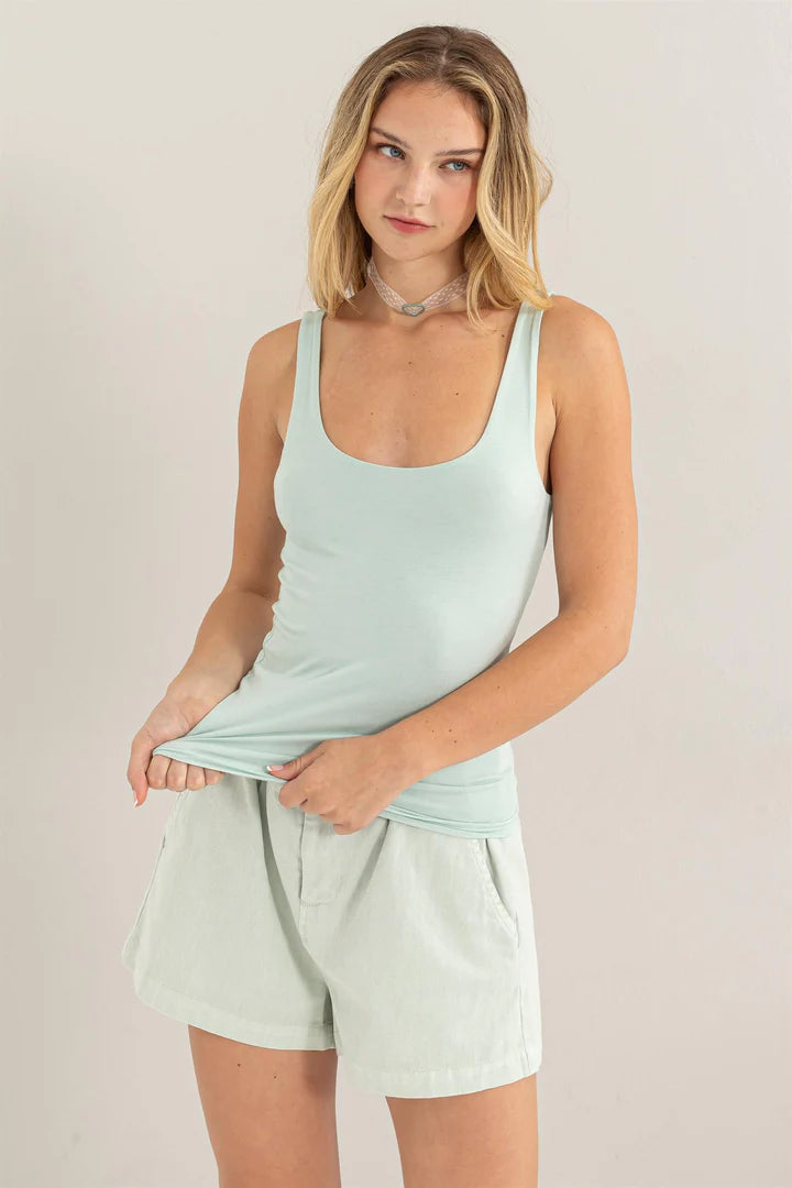 Hyfve Double Zero Relax Your Mind Scoop Neck Tank Top In Mint-Camis/Tanks-Hyfve-Deja Nu Boutique, Women's Fashion Boutique in Lampasas, Texas