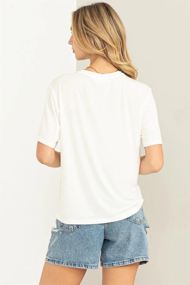 Hyfve Double Zero Wonderful Intentions Oversized Pocket Tee In Off White-Short Sleeves-Hyfve-Deja Nu Boutique, Women's Fashion Boutique in Lampasas, Texas