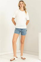 Hyfve Double Zero Wonderful Intentions Oversized Pocket Tee In Off White-Short Sleeves-Hyfve-Deja Nu Boutique, Women's Fashion Boutique in Lampasas, Texas