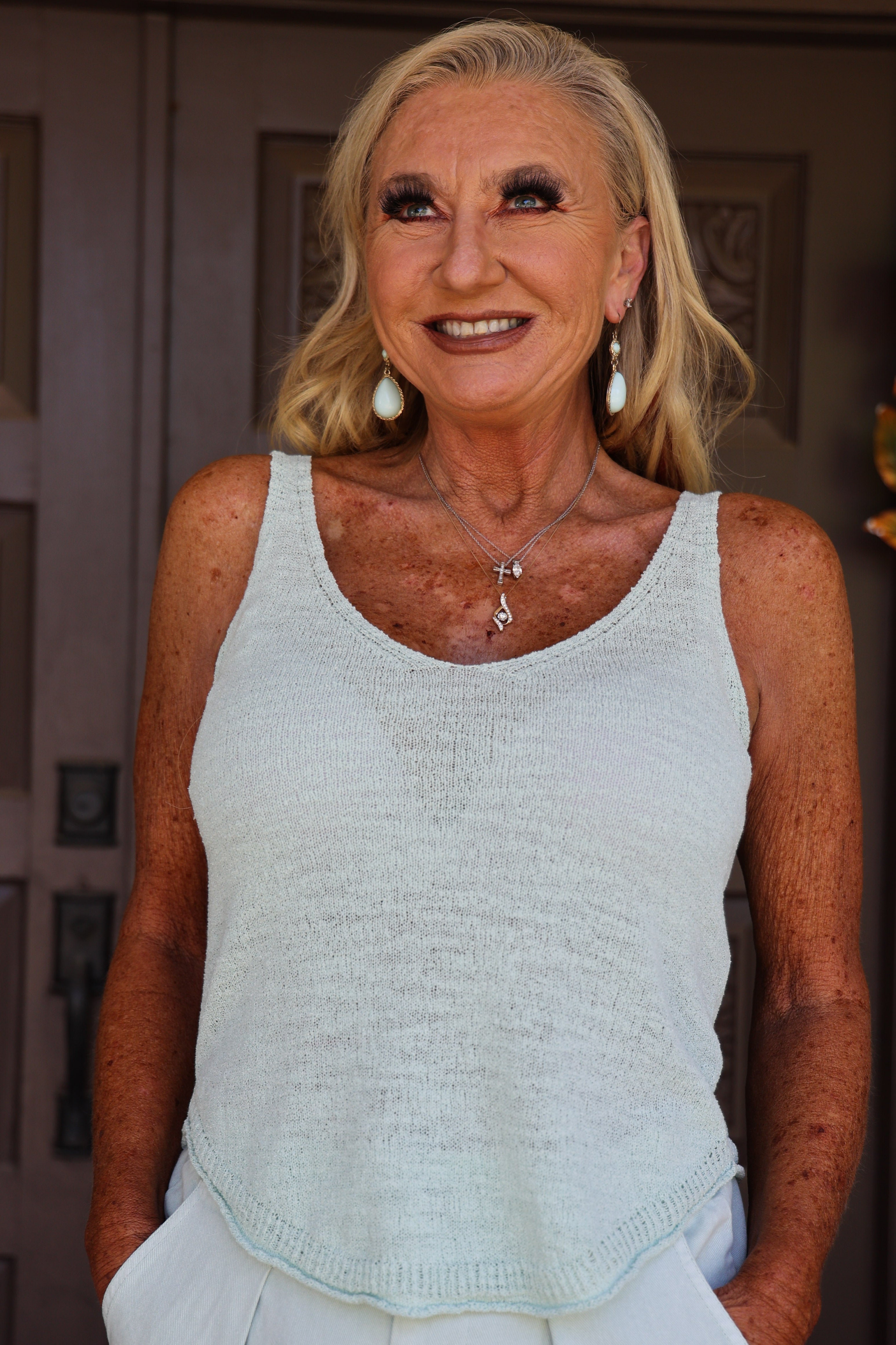 Hyfve Try Your Luck V Neck Sleeveless Sweater Top In Mint-Tops-Hyfve-Deja Nu Boutique, Women's Fashion Boutique in Lampasas, Texas