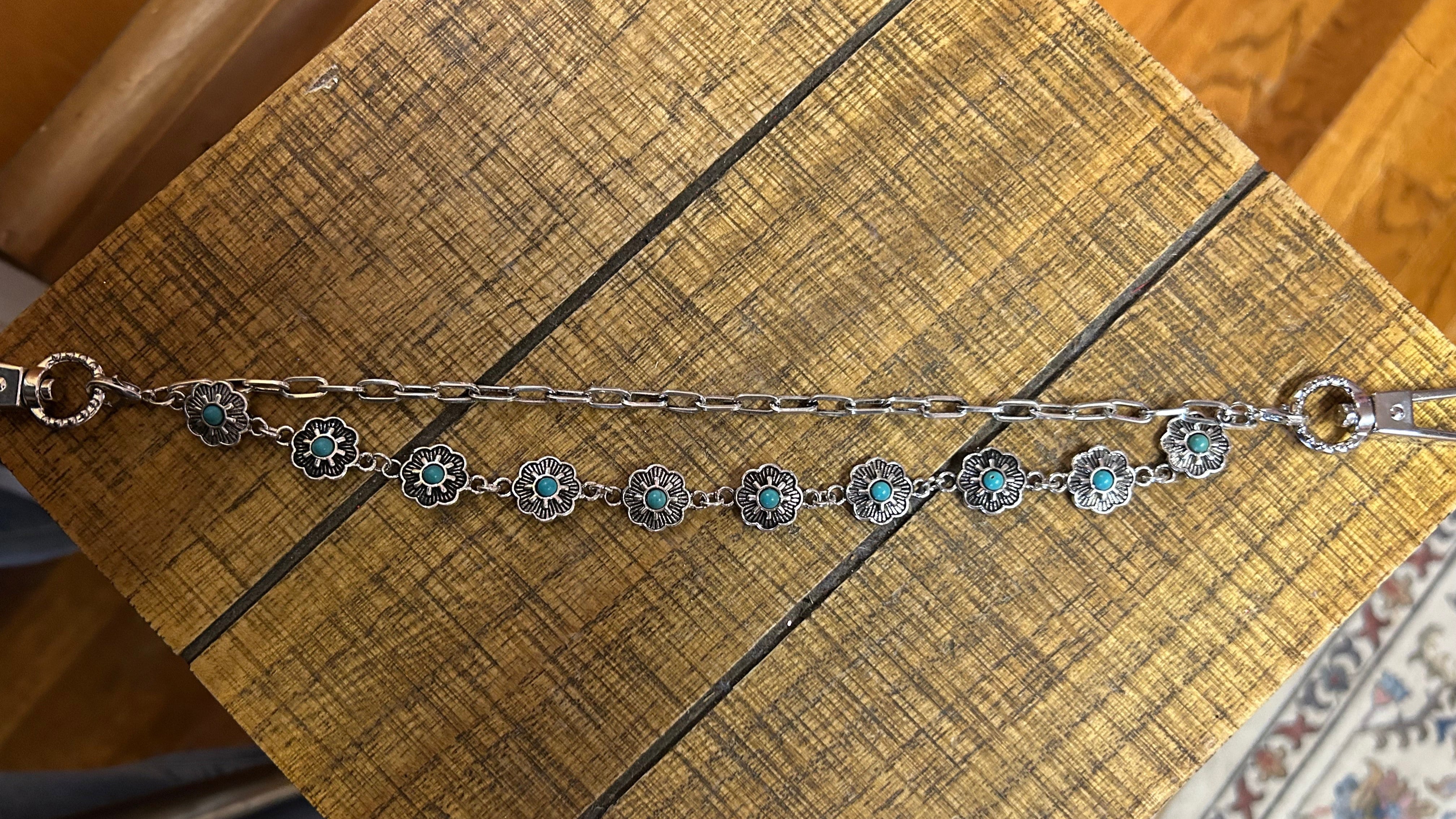 Floral Turquoise Charm Strap – Western Glam for Bags & Hats-Charm Strap-Deja Nu Tx-Deja Nu Boutique, Women's Fashion Boutique in Lampasas, Texas