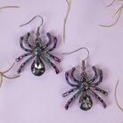Iridescent Spider Drop Earrings with Crystal Teardrop Accent-Earrings-Deja Nu Tx-Deja Nu Boutique, Women's Fashion Boutique in Lampasas, Texas