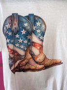 J. Coons American Flag Cowboy Boots Tee-shirts-J. Coons-Deja Nu Boutique, Women's Fashion Boutique in Lampasas, Texas