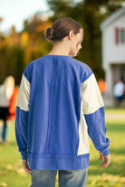 JODIFL Gameday Colorblock Sweatshirt in Royal Blue-Tops-Jodifl-Deja Nu Boutique, Women's Fashion Boutique in Lampasas, Texas