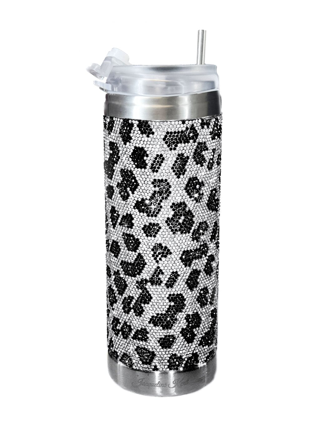 Jacqueline Kent Bubbles And Bling Snow Leopard Silver Tumbler-Tumblers-Jacqueline Kent-Deja Nu Boutique, Women's Fashion Boutique in Lampasas, Texas