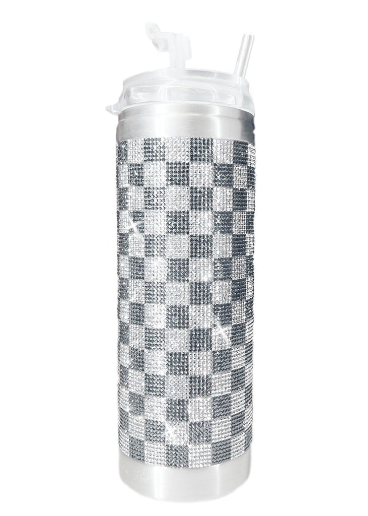 Jacqueline Kent Check Mate Black And Silver Light Tumbler-Tumblers-Jacqueline Kent-Deja Nu Boutique, Women's Fashion Boutique in Lampasas, Texas