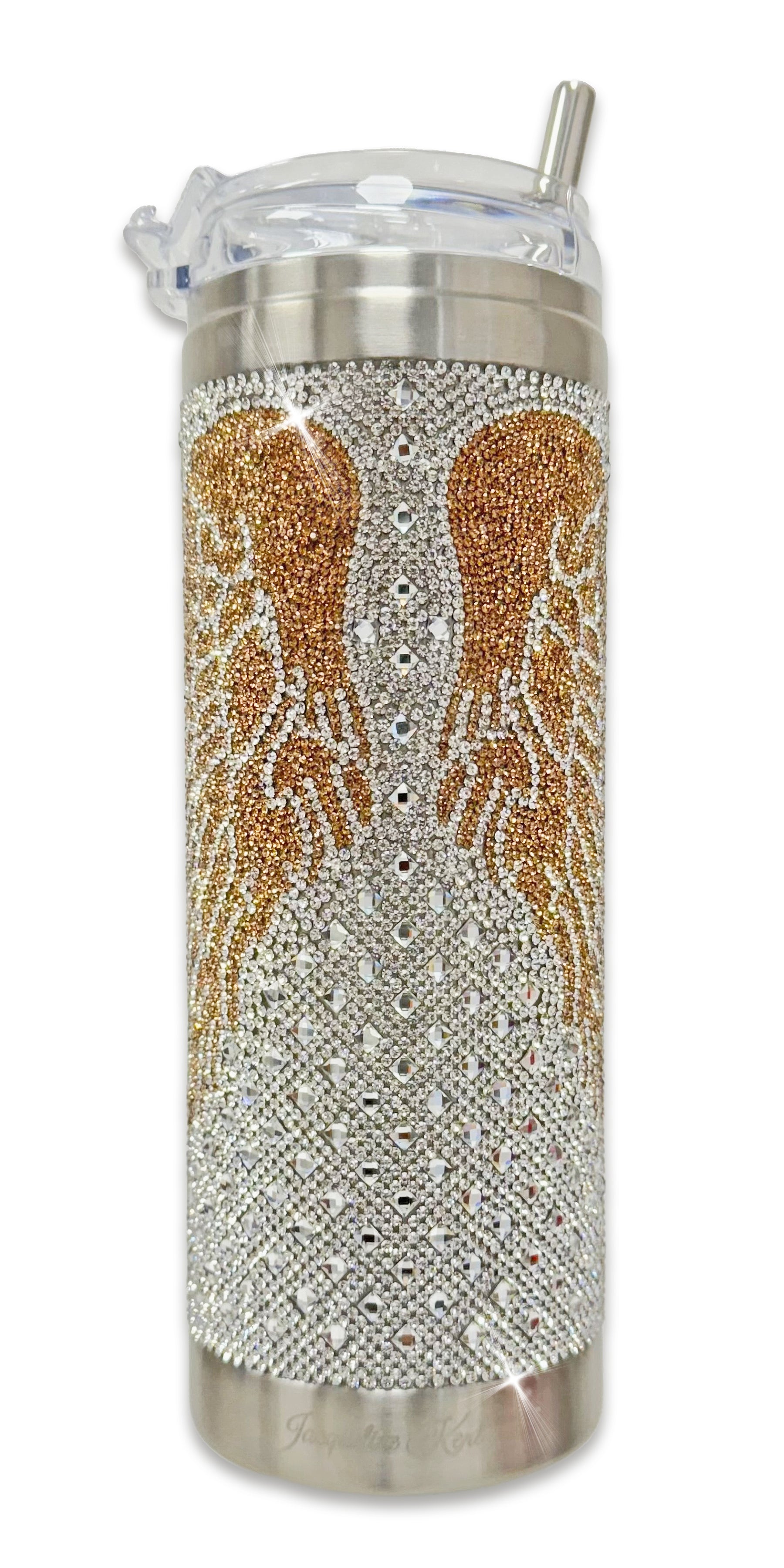 Jacqueline Kent Tumbler Divine Collection Blessed Silver Crystal With Gold Angel Wings-Tumblers-Jacqueline Kent-Deja Nu Boutique, Women's Fashion Boutique in Lampasas, Texas