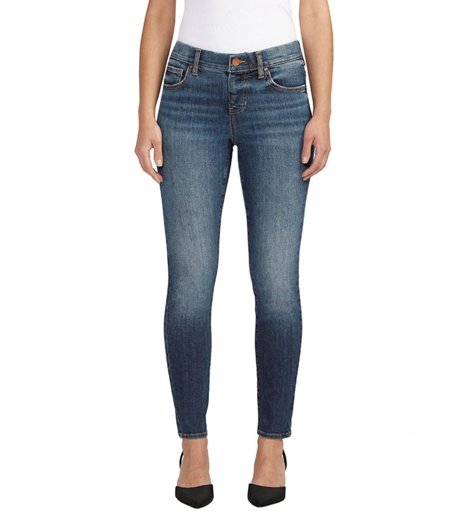 Jag Mid Rise Maya Skinny Pull On Jean In Night Flight Blue-Jeans-Jag-Deja Nu Boutique, Women's Fashion Boutique in Lampasas, Texas