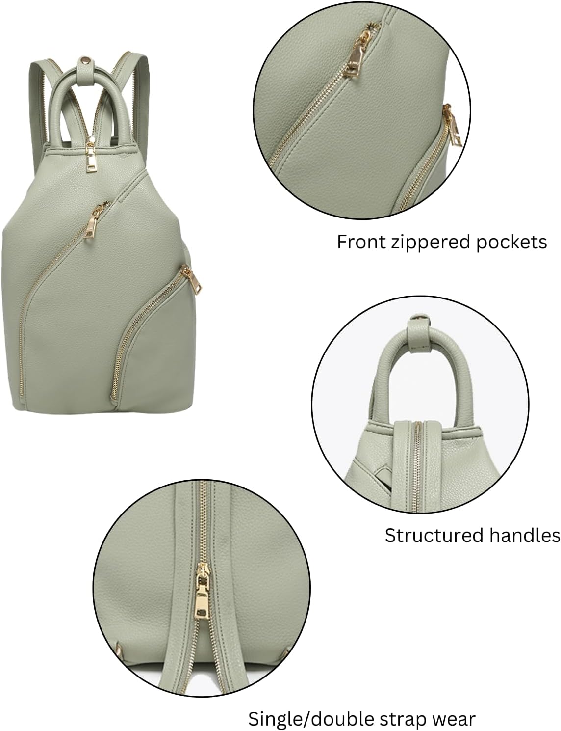 Jen & Co. Maura Vegan Diagonal Zipper Backpack – Black-Handbags, Wallets & Cases-Jen & Co.-Deja Nu Boutique, Women's Fashion Boutique in Lampasas, Texas