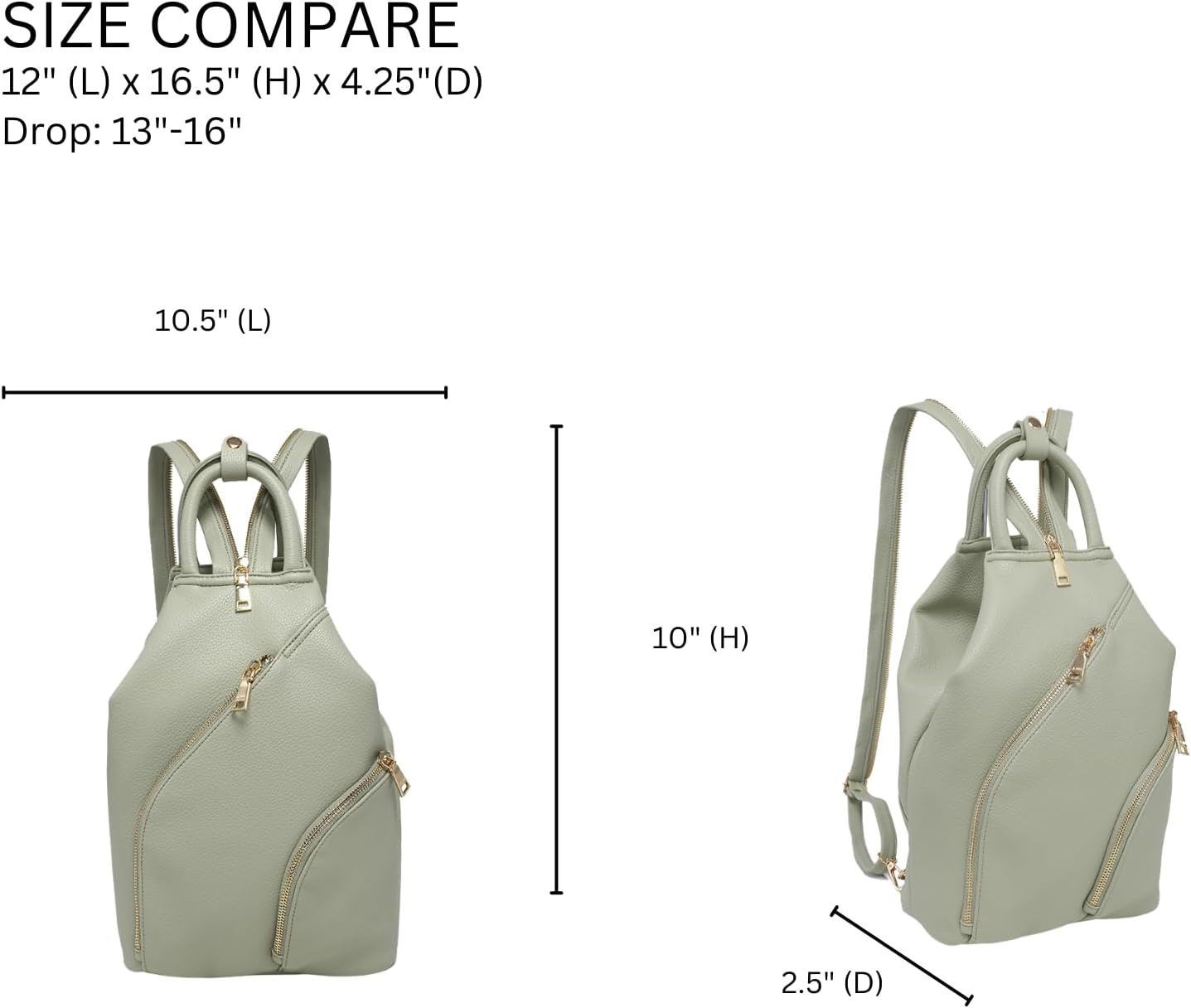 Jen & Co. Maura Vegan Diagonal Zipper Backpack – Black-Handbags, Wallets & Cases-Jen & Co.-Deja Nu Boutique, Women's Fashion Boutique in Lampasas, Texas