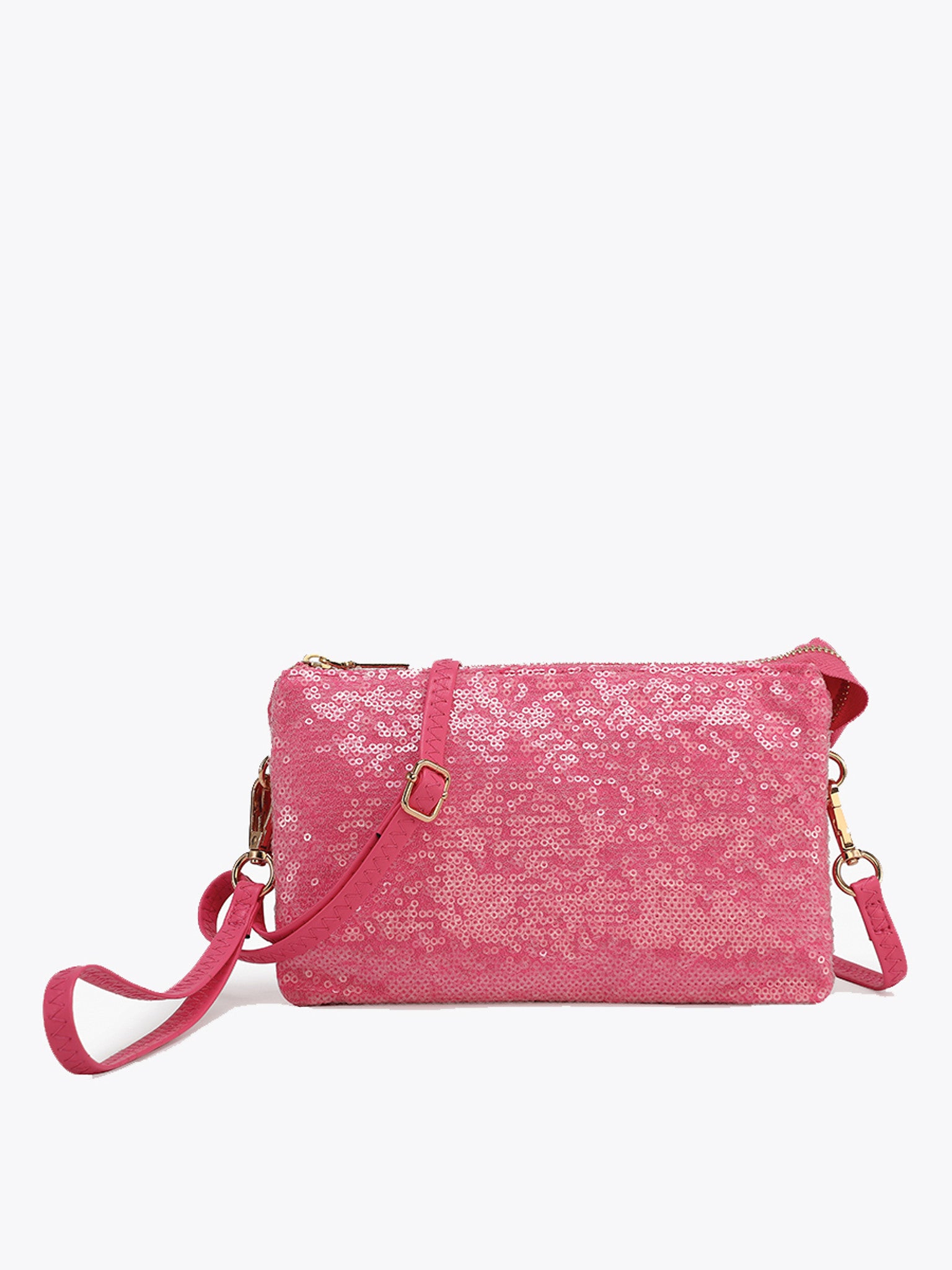 Jen & Co. Riley Sequin Crossbody/Wristlet in Hot Pink – 3 Compartment Glitter Bag-Handbags, Wallets & Cases-Jen & Co.-Deja Nu Boutique, Women's Fashion Boutique in Lampasas, Texas