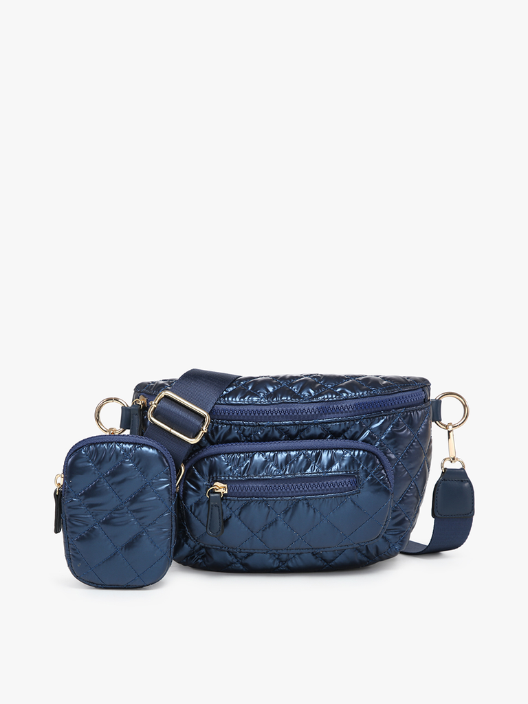 Jen & Co Arianna Quilted Puffer Belt Bag With Pouch In Navy-Handbags, Wallets & Cases-Jen & Co.-Deja Nu Boutique, Women's Fashion Boutique in Lampasas, Texas