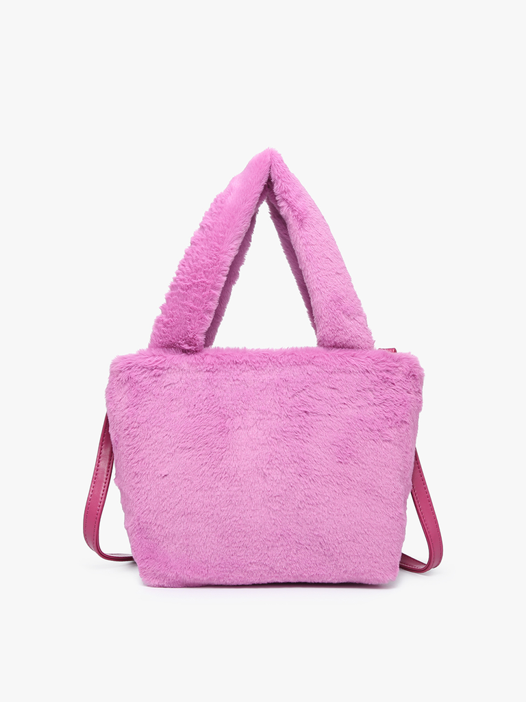 Jen & Co Fuzzy Dual Handle Satchel With Strap In Purple-Handbags, Wallets & Cases-Jen & Co.-Deja Nu Boutique, Women's Fashion Boutique in Lampasas, Texas
