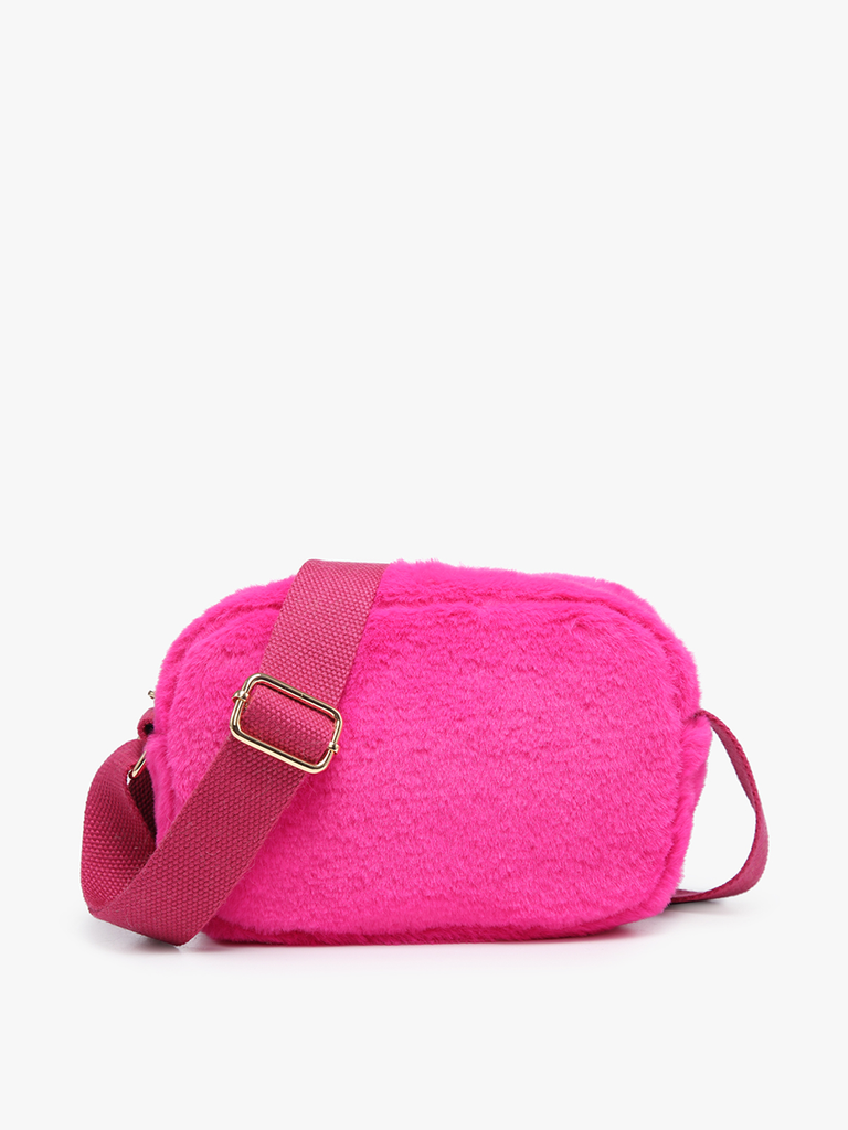 Jen & Co Fuzzy Shoulder Bag And Crossbody In Fuchsia-Handbags, Wallets & Cases-Jen & Co.-Deja Nu Boutique, Women's Fashion Boutique in Lampasas, Texas