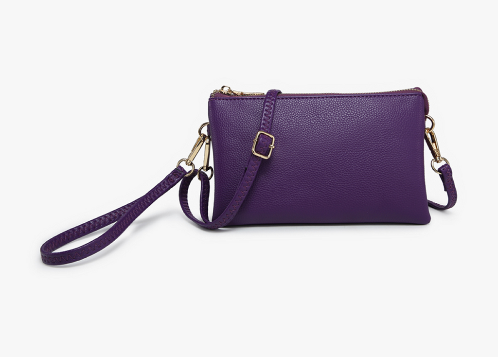 Jen & Co Riley Monogramable Three Compartment Crossbody Or Wristlet In Royal Purple-Handbags, Wallets & Cases-Jen & Co.-Deja Nu Boutique, Women's Fashion Boutique in Lampasas, Texas