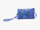 Jen & Co Riley Snake Three Compartment Crossbody Or Wristlet In Metallic Blue-Handbags, Wallets & Cases-Jen & Co.-Deja Nu Boutique, Women's Fashion Boutique in Lampasas, Texas