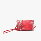 Jen & Co Riley Snake Three Compartment Crossbody Or Wristlet In Metallic Red-Handbags, Wallets & Cases-Jen & Co.-Deja Nu Boutique, Women's Fashion Boutique in Lampasas, Texas