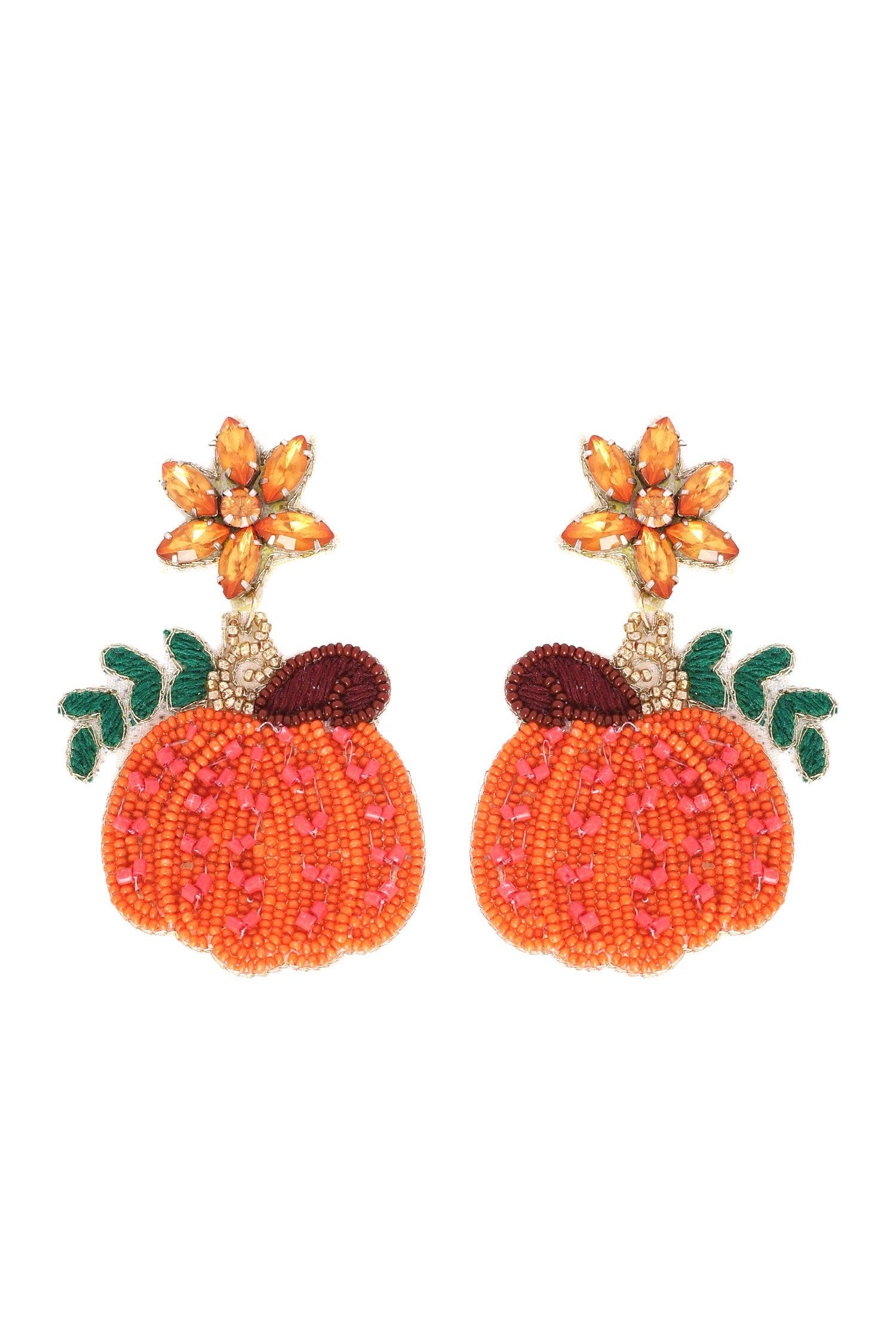 Jeweled Pumpkin Seed Bead Dangle Earrings-Earrings-Deja Nu Tx-Deja Nu Boutique, Women's Fashion Boutique in Lampasas, Texas