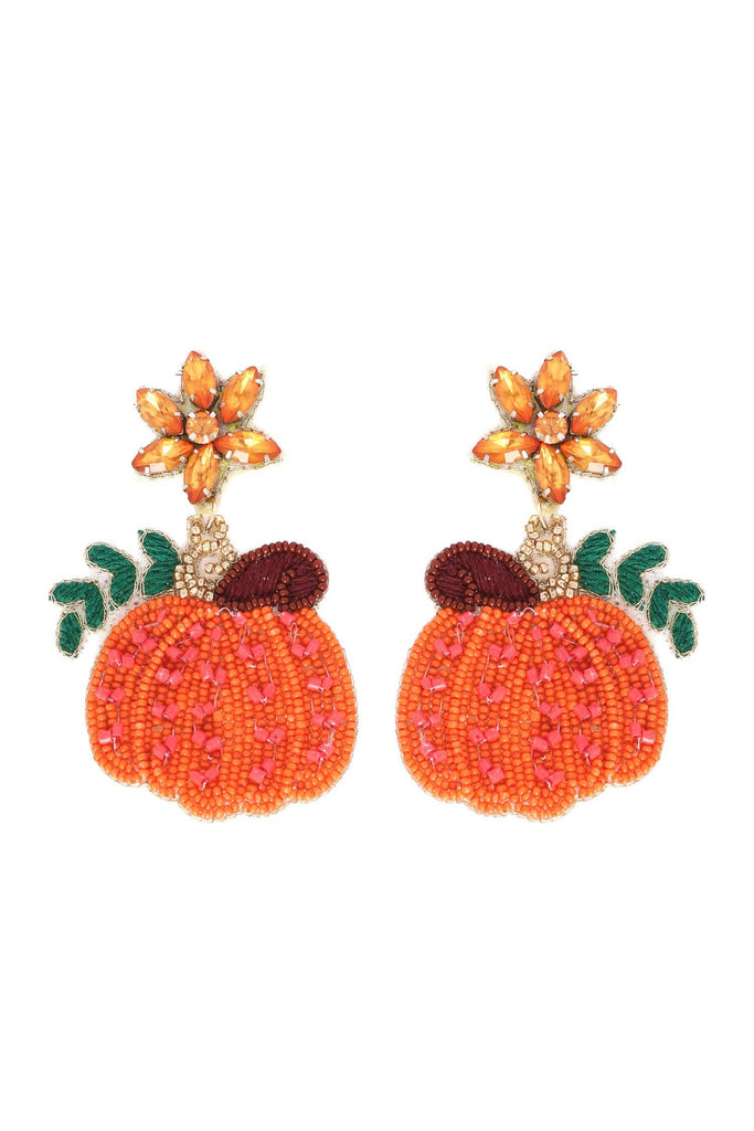 Jeweled Pumpkin Seed Bead Dangle Earrings-Earrings-Deja Nu Tx-Deja Nu Boutique, Women's Fashion Boutique in Lampasas, Texas