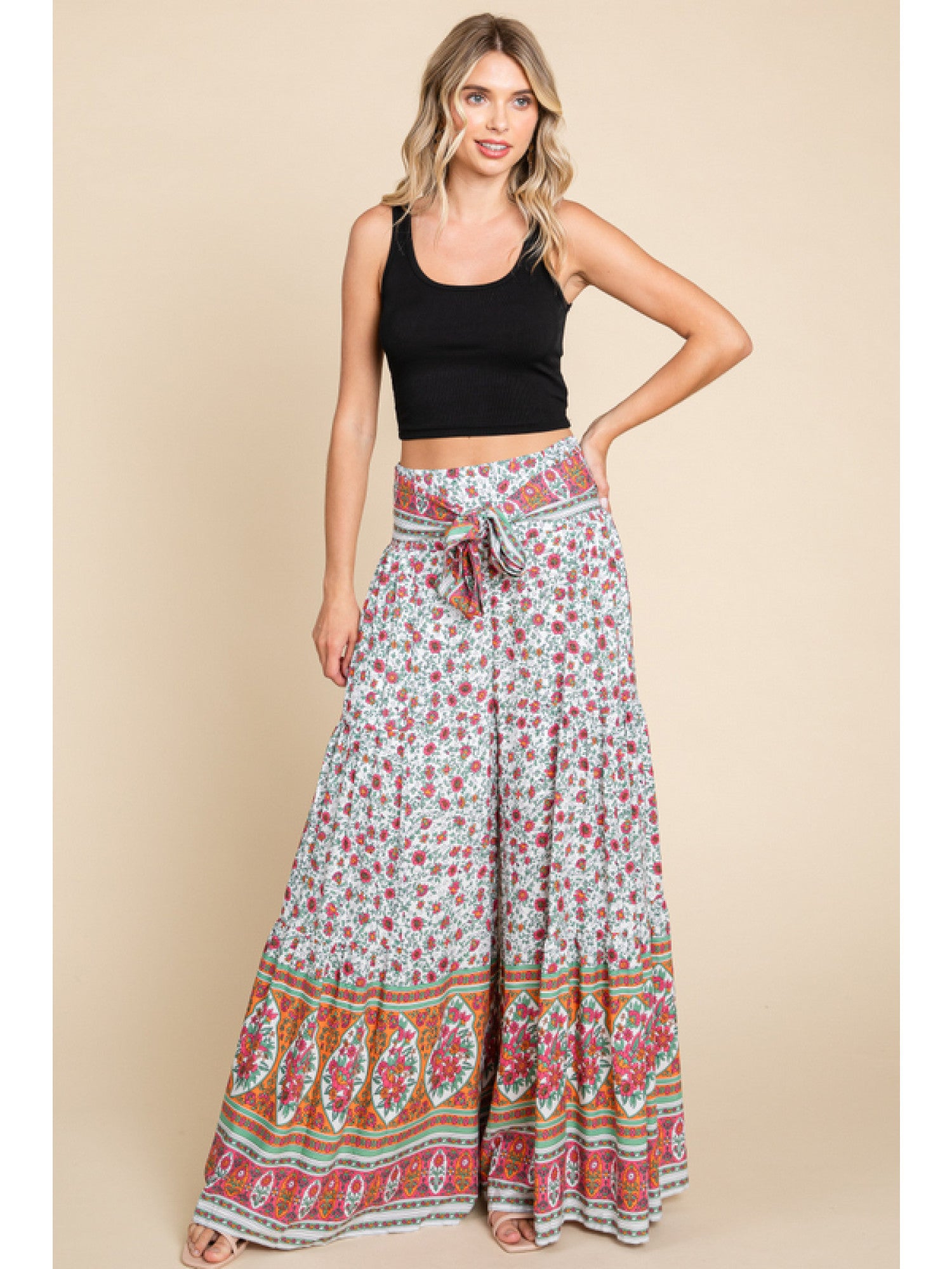 Jodifl Off White Floral Print Palazzo Wide Leg Pants-Bottoms-Jodifl-Deja Nu Boutique, Women's Fashion Boutique in Lampasas, Texas