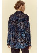 Jodifl Teal Velvet Leopard Print Blouse-shirts-Jodifl-Deja Nu Boutique, Women's Fashion Boutique in Lampasas, Texas