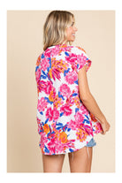 Jodifl Tropical Charm Vibrant Pink And White Floral Print Flower Top-Tops-Jodifl-Deja Nu Boutique, Women's Fashion Boutique in Lampasas, Texas