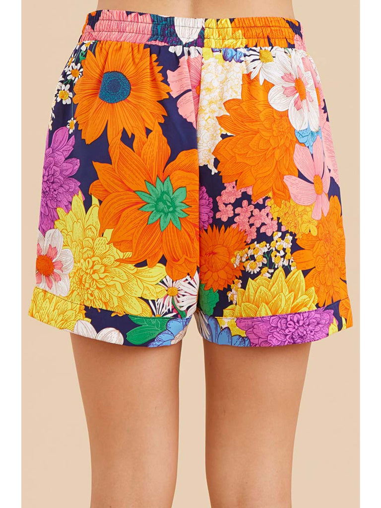 Jodifl Tropical Vibes Navy Summer Shorts In Vibrant Print-Shorts-Jodifl-Deja Nu Boutique, Women's Fashion Boutique in Lampasas, Texas