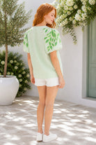 Jodifl Kelly Green Embroidered Stripe Blouse-Tops-Jodifl-Deja Nu Boutique, Women's Fashion Boutique in Lampasas, Texas