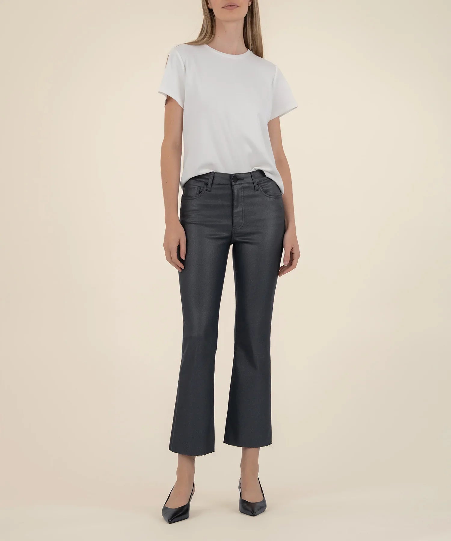 KUT FROM THE KLOTH Kelsey High Rise Ankle Flare with Raw Hem in Silver Bell-Jeans-Kut from the Kloth-Deja Nu Boutique, Women's Fashion Boutique in Lampasas, Texas