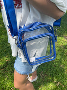 Kenze Panne Royal Blue Clear Crossbody Purse-Handbags, Wallets & Cases-Kenze Panne-Deja Nu Boutique, Women's Fashion Boutique in Lampasas, Texas