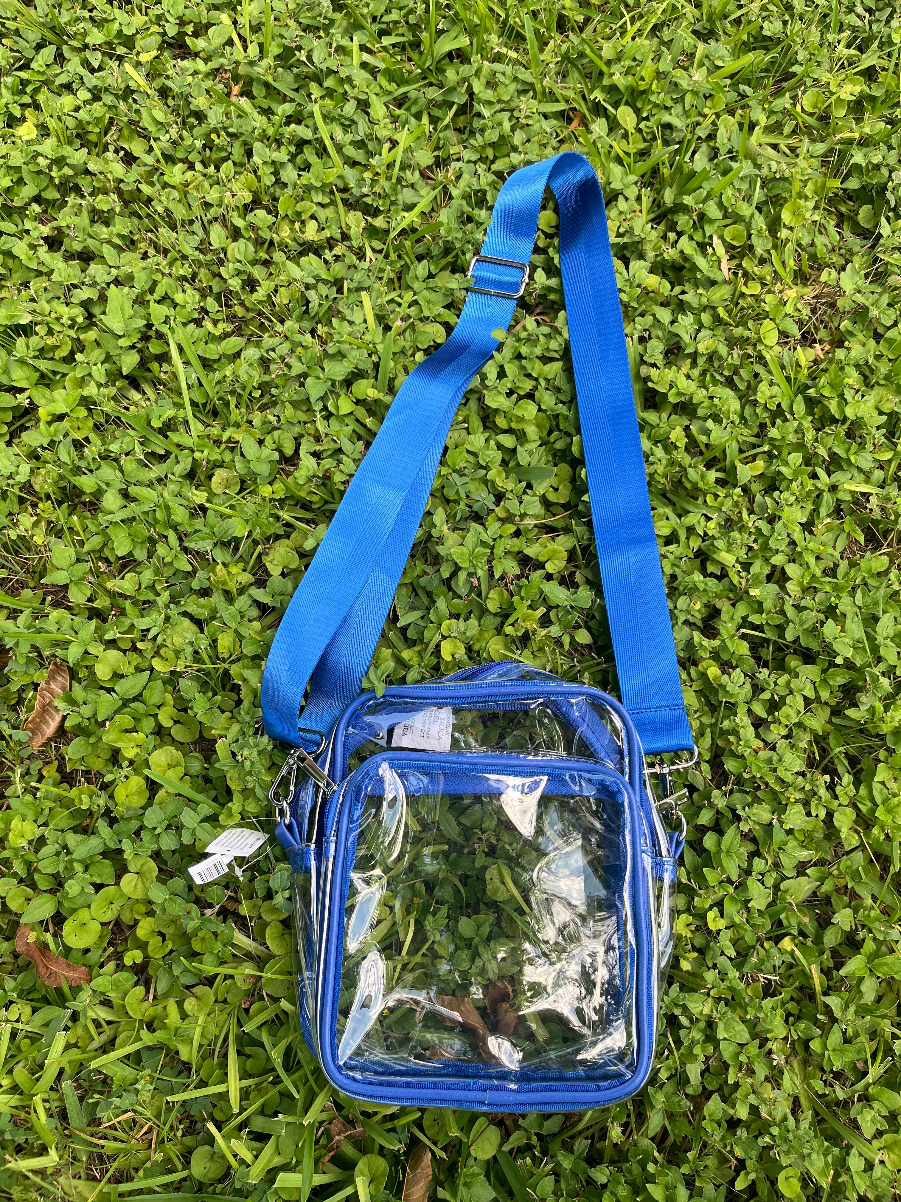 Kenze Panne Royal Blue Clear Crossbody Purse-Handbags, Wallets & Cases-Kenze Panne-Deja Nu Boutique, Women's Fashion Boutique in Lampasas, Texas