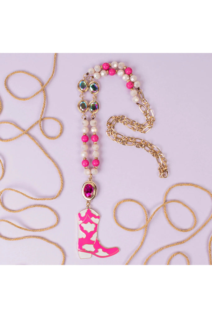 Kickin Pink Metal Cowboy Boot Earrings-Necklaces-Deja Nu-Deja Nu Boutique, Women's Fashion Boutique in Lampasas, Texas
