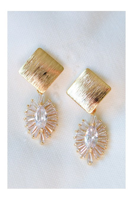 Kinsey Designs Aza Square Post Earring With Baguette Starburst Drop-Earrings-Kinsey Designs-Deja Nu Boutique, Women's Fashion Boutique in Lampasas, Texas