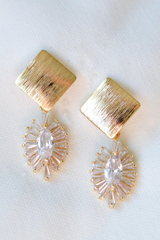 Kinsey Designs Aza Square Post Earring With Baguette Starburst Drop-Earrings-Kinsey Designs-Deja Nu Boutique, Women's Fashion Boutique in Lampasas, Texas