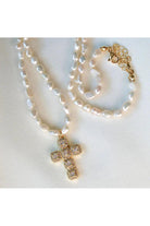 Kinsey Designs Baldwin Pearl Necklace With CZ Cross Pendant-Necklaces-Kinsey Designs-Deja Nu Boutique, Women's Fashion Boutique in Lampasas, Texas