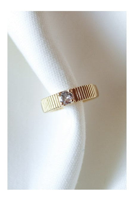 Kinsey Designs Quinn Accordion Gold Ring With CZ-Rings-Kinsey Designs-Deja Nu Boutique, Women's Fashion Boutique in Lampasas, Texas