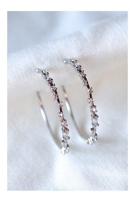 Kinsey Designs Silver Large Chase Hoop Earring With Cubic Zirconia-Earrings-Kinsey Designs-Deja Nu Boutique, Women's Fashion Boutique in Lampasas, Texas