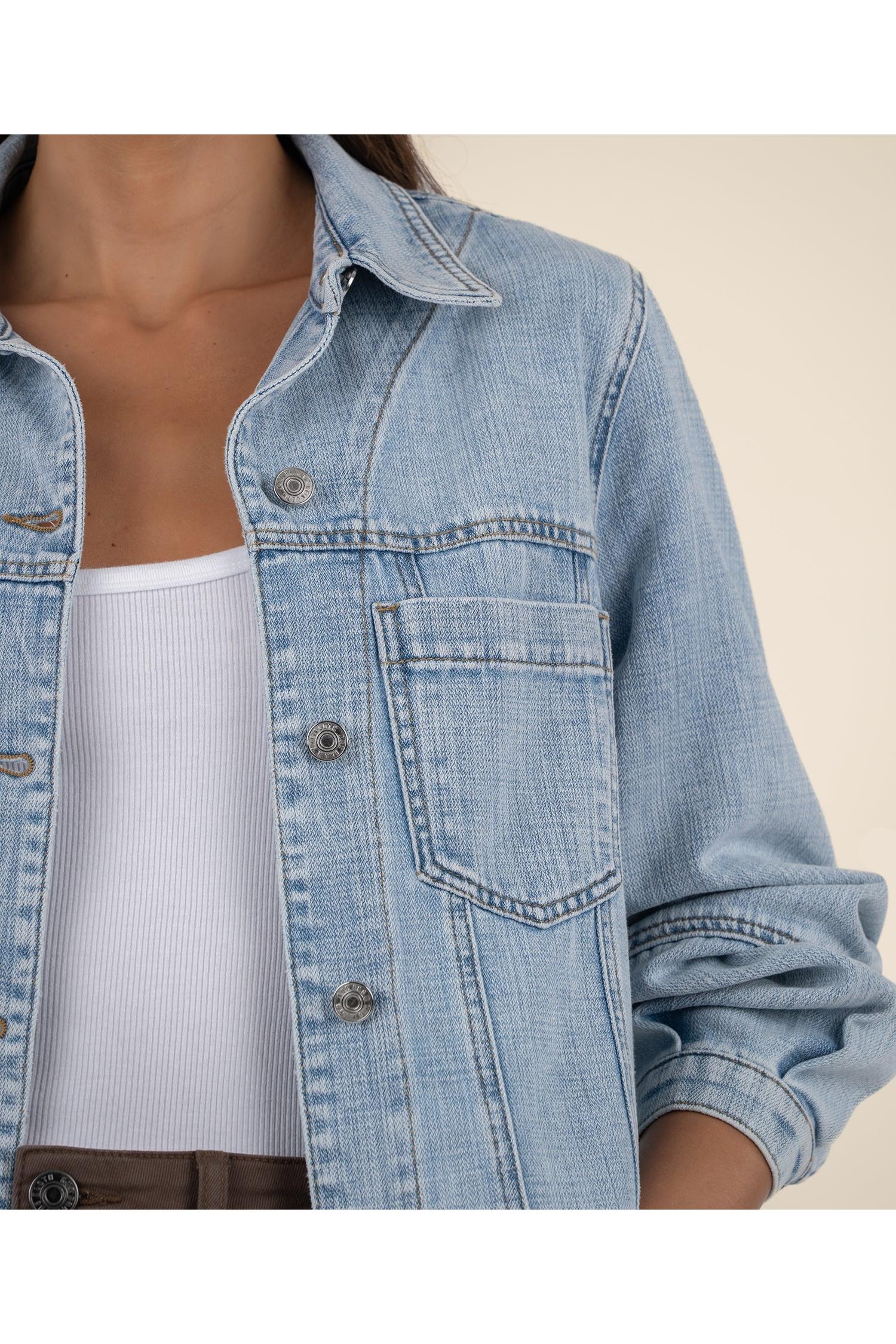 Kut From The Kloth Bailey Button Front Denim Jacket – Light Wash-Jackets-Kut from the Kloth-Deja Nu Boutique, Women's Fashion Boutique in Lampasas, Texas