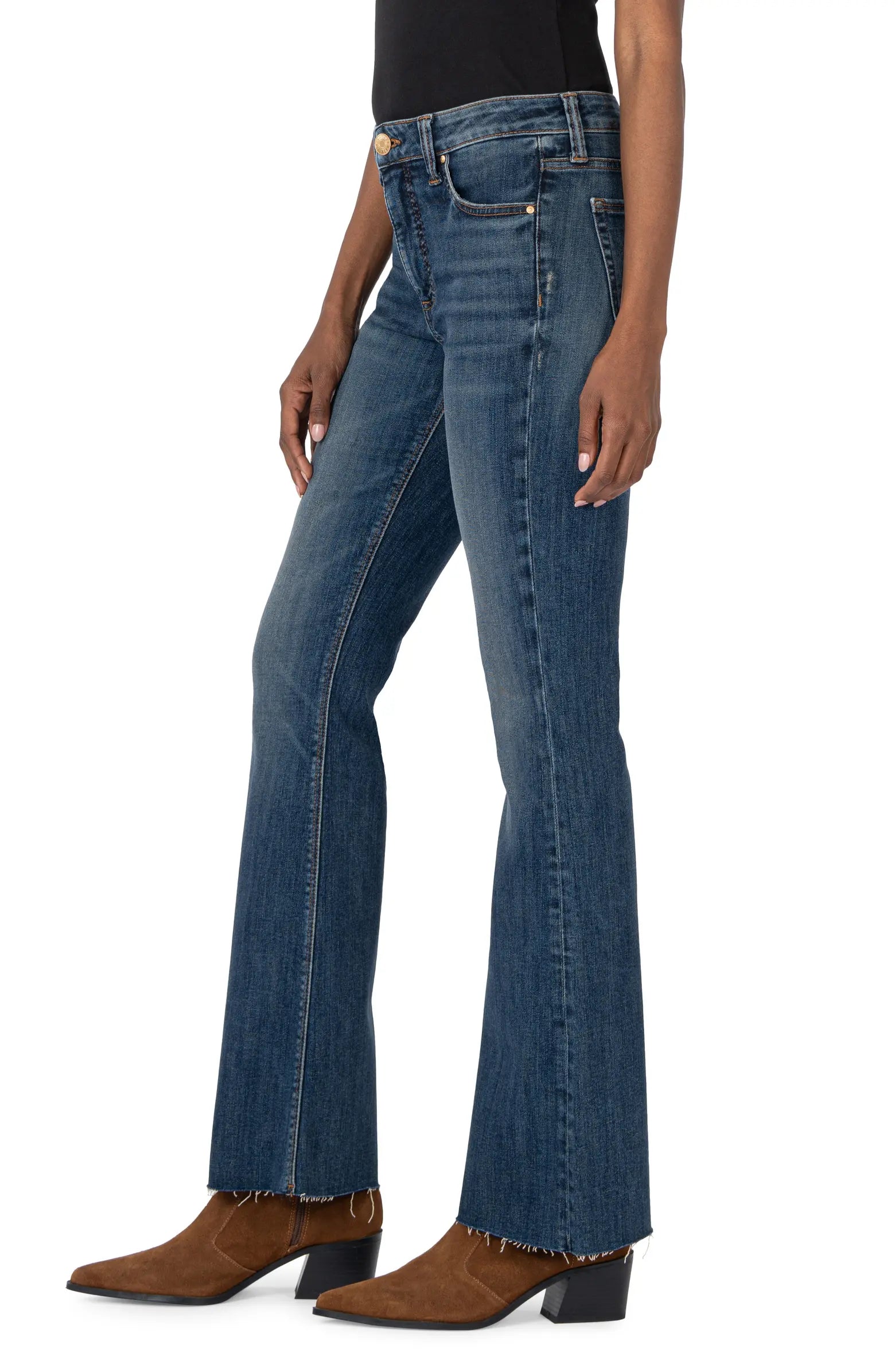 Kut From The Kloth Stella High Rise Fab Ab Flare With Raw Hem In Decent-Jeans-Kut from the Kloth-Deja Nu Boutique, Women's Fashion Boutique in Lampasas, Texas