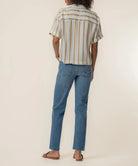 Kut from the Kloth Aida Short Sleeve Top – Golden Off White-shirts-Kut from the Kloth-Deja Nu Boutique, Women's Fashion Boutique in Lampasas, Texas