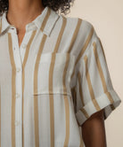 Kut from the Kloth Aida Short Sleeve Top – Golden Off White-shirts-Kut from the Kloth-Deja Nu Boutique, Women's Fashion Boutique in Lampasas, Texas