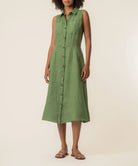 Kut from the Kloth Bowie Linen Button Down Dress – Olive-Dresses-Kut from the Kloth-Deja Nu Boutique, Women's Fashion Boutique in Lampasas, Texas