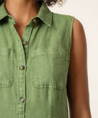 Kut from the Kloth Bowie Linen Button Down Dress – Olive-Dresses-Kut from the Kloth-Deja Nu Boutique, Women's Fashion Boutique in Lampasas, Texas
