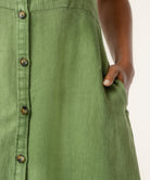 Kut from the Kloth Bowie Linen Button Down Dress – Olive-Dresses-Kut from the Kloth-Deja Nu Boutique, Women's Fashion Boutique in Lampasas, Texas